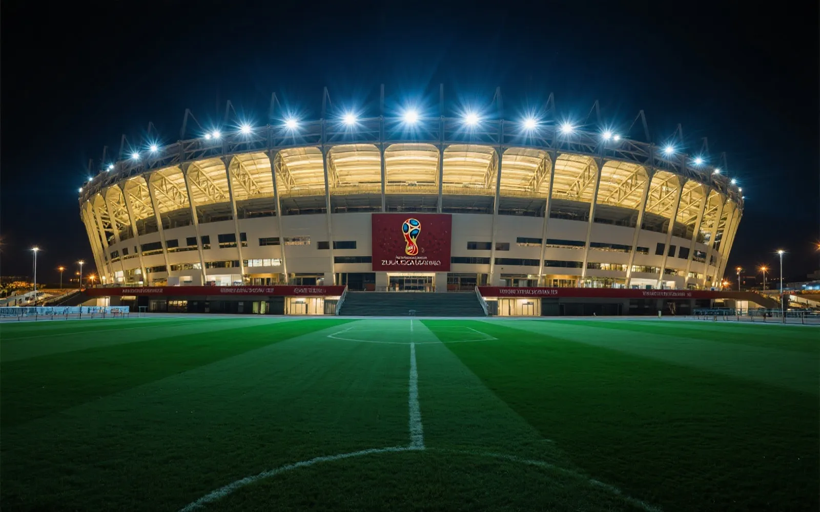 世界杯体育场夜景与赛事氛围